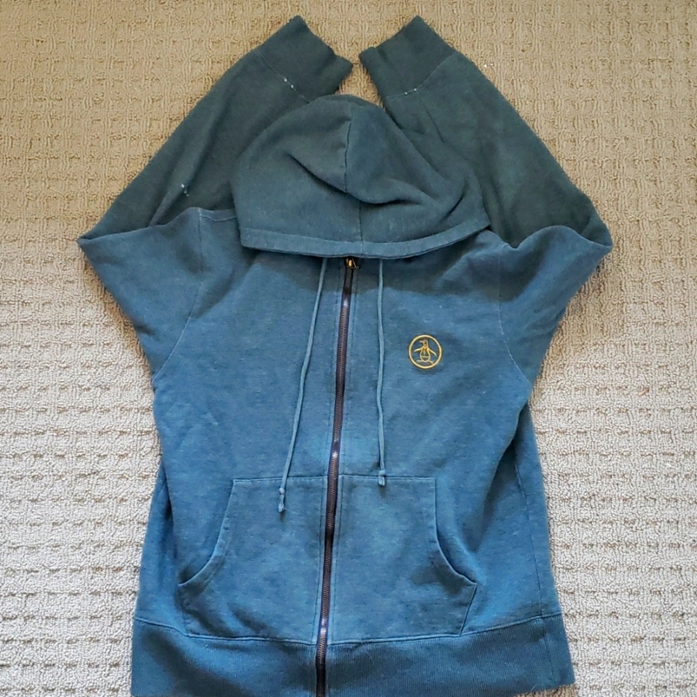 Green L zip up hoodie